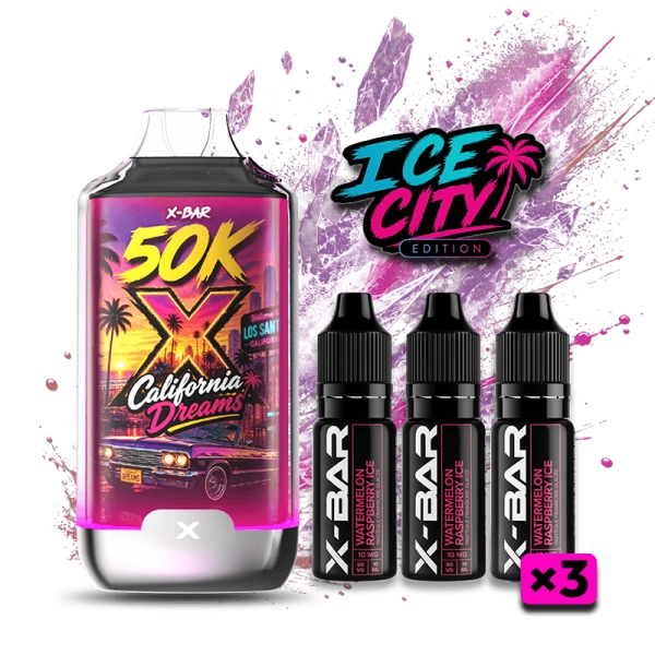 ICE CITY 50K + 3 E-LIQUIDES 850MAH 20ML / 20MG - X-BAR