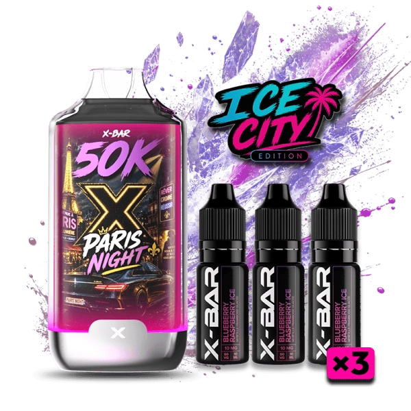 ICE CITY 50K + 3 E-LIQUIDES 850MAH 20ML / 20MG - X-BAR