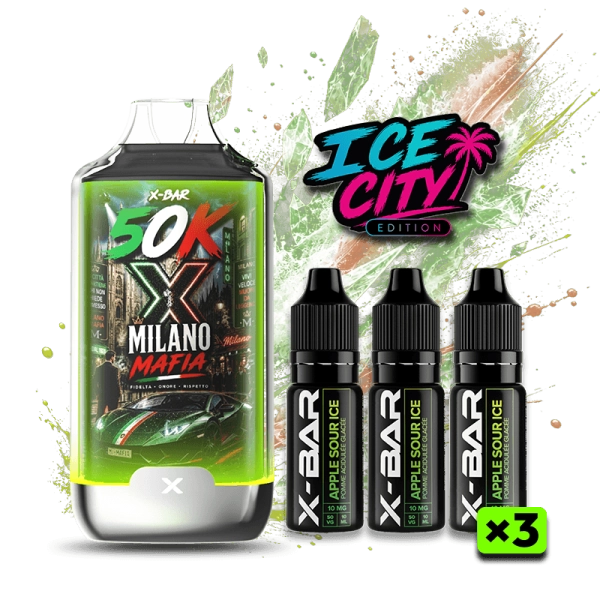 ICE CITY 50K + 3 E-LIQUIDES 850MAH 20ML / 20MG - X-BAR