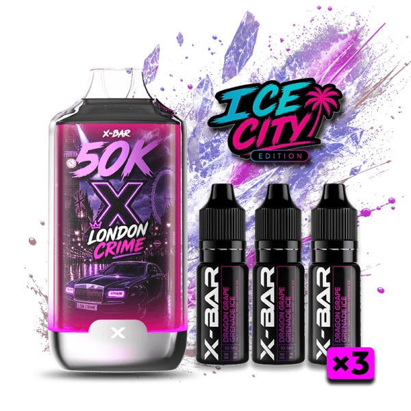 ICE CITY 50K + 3 E-LIQUIDES 850MAH 20ML / 20MG - X-BAR