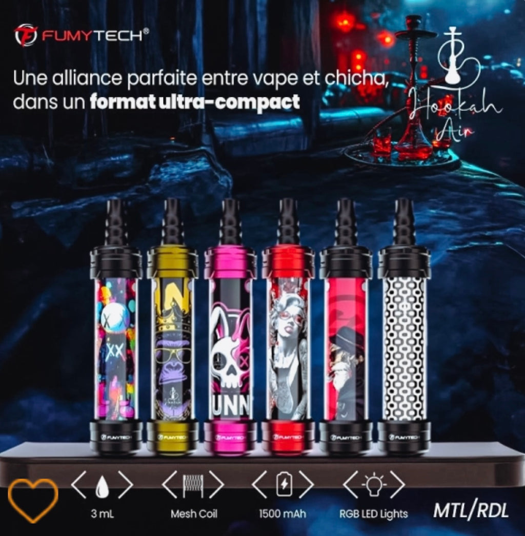 E-CHICHA PORTABLE HOOKAH AIR MINI MTL/RDL 3ML 1500MAH - FUMYTECH